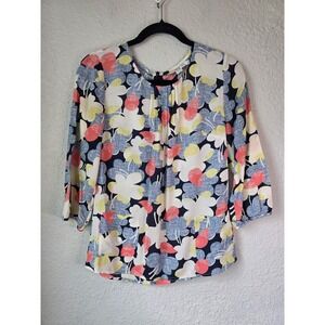 Boden Floral Print Blouse US 4 UK 8 Women's 3/4 Sleeve Multicolor Top